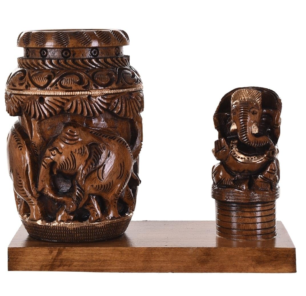 MV Son's Wooden Pen Stand for Office Desk Table Decorative Items for