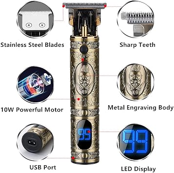 Hair Clippers for Men Hair Trimmer for Barbers,Professional Cordless T Blade Trimmer, Beard Edger Liners for Men,Barber Shavers for Hair Cutting,Gold Knight Close-Cutting Hair Machine