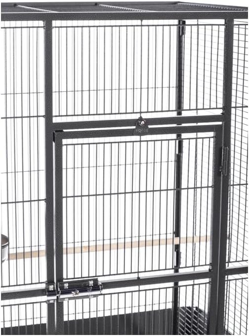 Bird Cage with Playtop - Large Parrot Habitat & Stand Black Hammertone