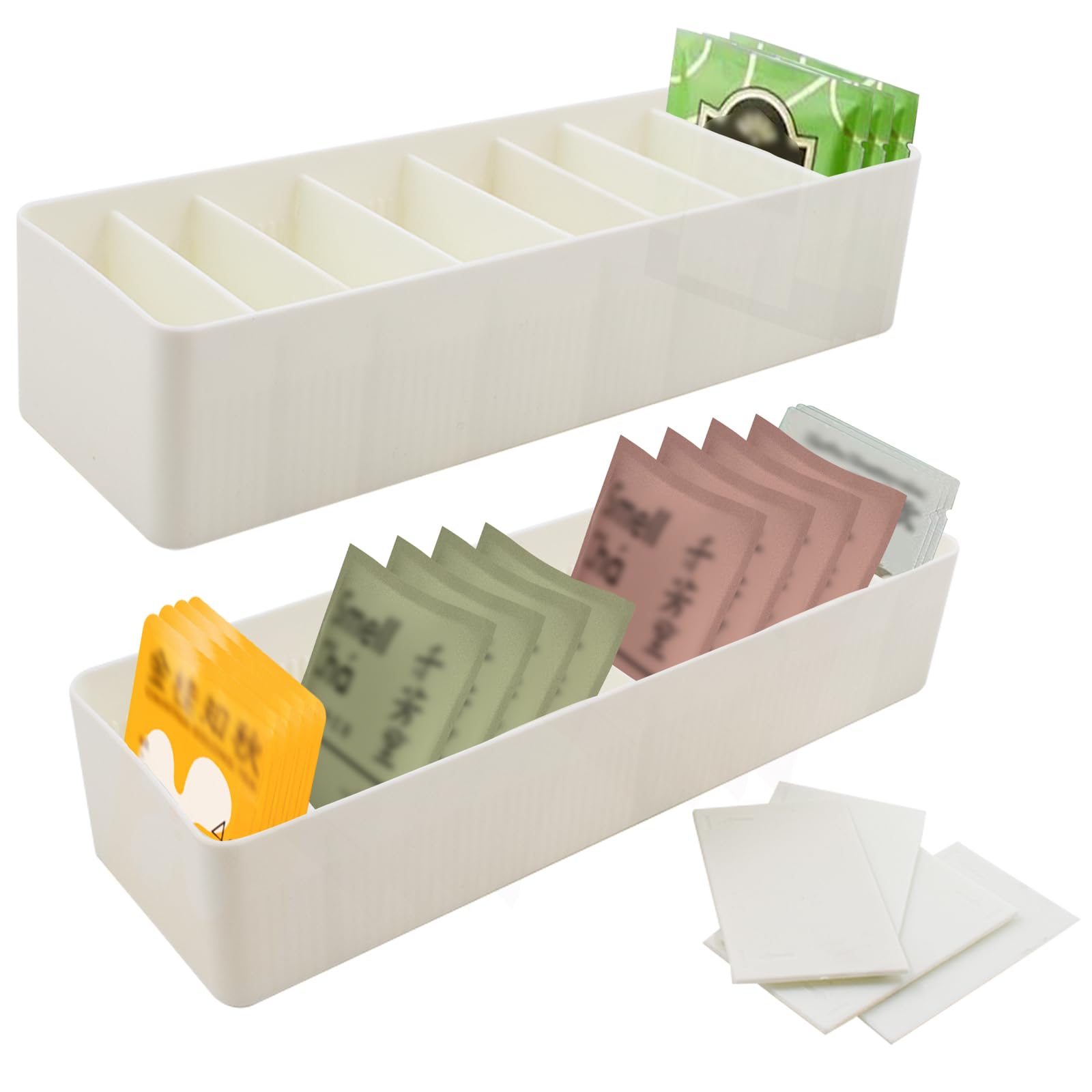 2 bolsas de té organizadoras con 7 compartimentos, cajas de té, bolsas de té, soporte para encimeras, armarios de cocina, despensas, 29 x 9 x 6 cm