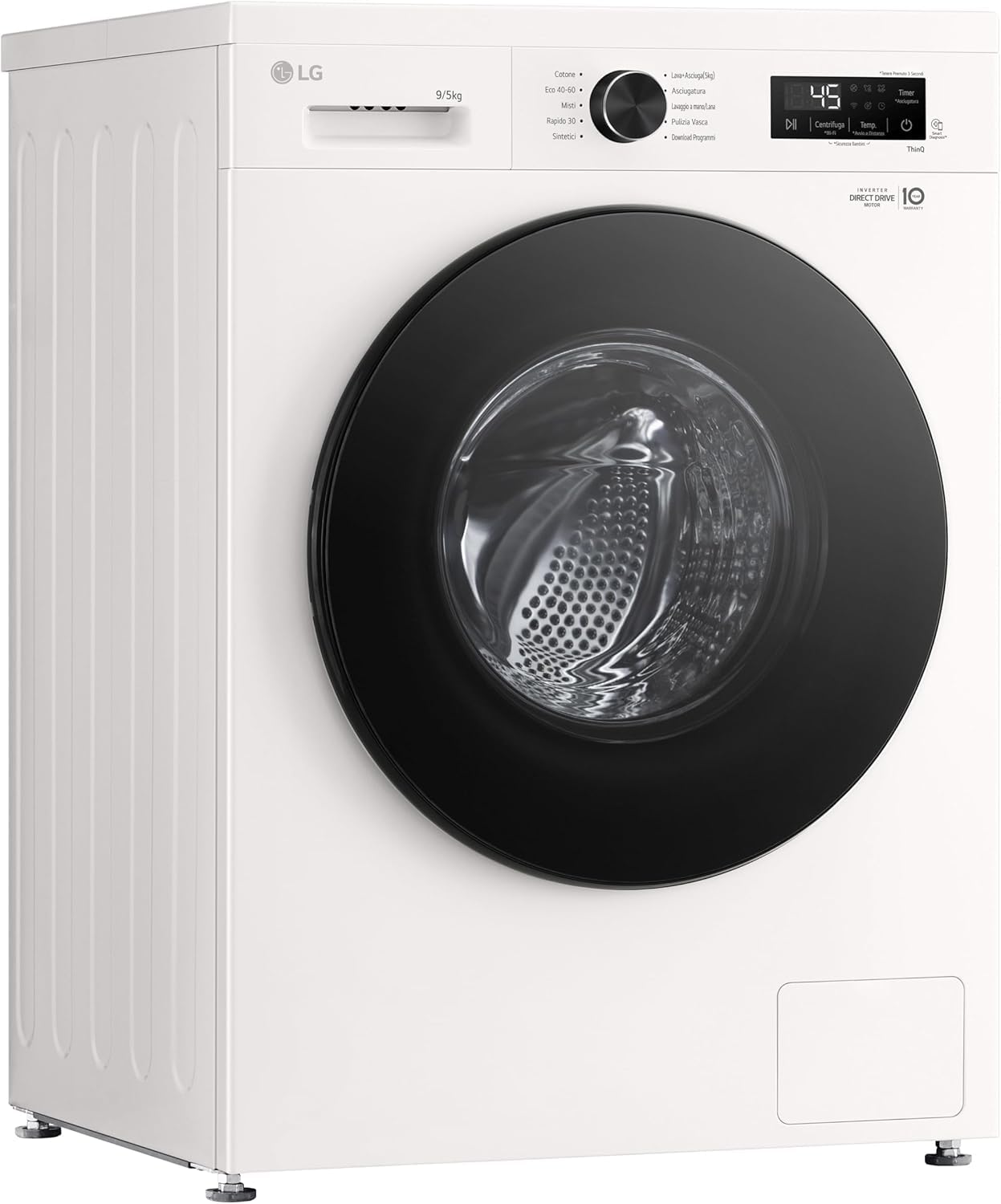 LG W4NX1095NWB Lavasciuga 9/5kg Serie X1, Lavatrice e Asciugatrice Insieme Classe A/E, 1400 Giri, Wi-Fi, Top Rimovibile, Vapore Allergy Care, Tecnologia 6 Motion Direct Drive, Bianca