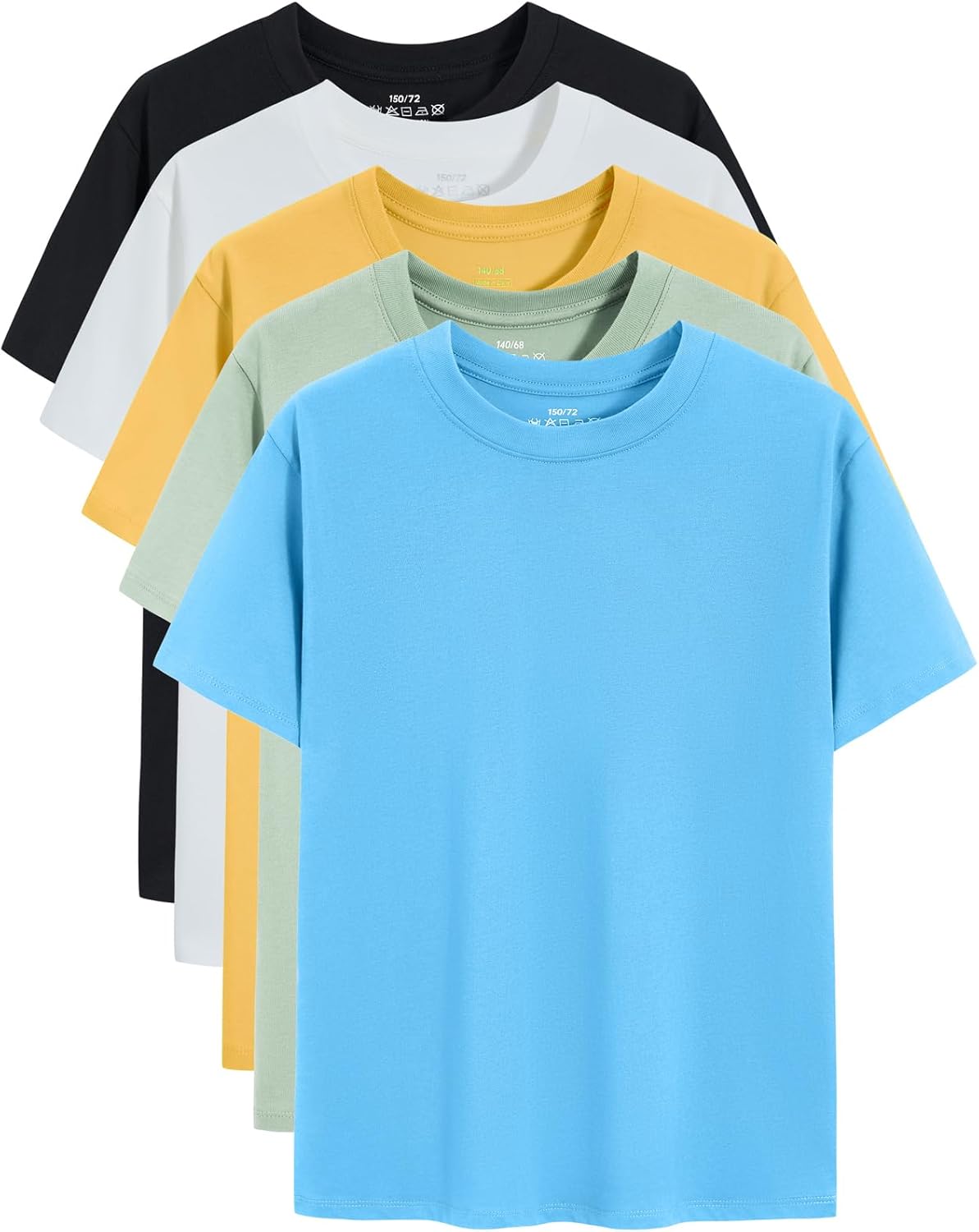 Gihuo 5 Pack Boys Tshirts Short Sleeve Shirts for Boys Cotton T-Shirts Kids Tees Clothes Summer Tops