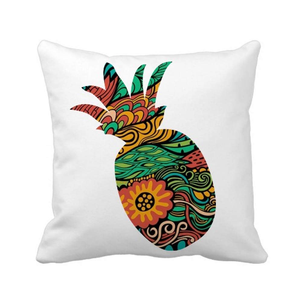 Coussin carré coloré DIY motif abstrait de fleurs et ananas pour décoration