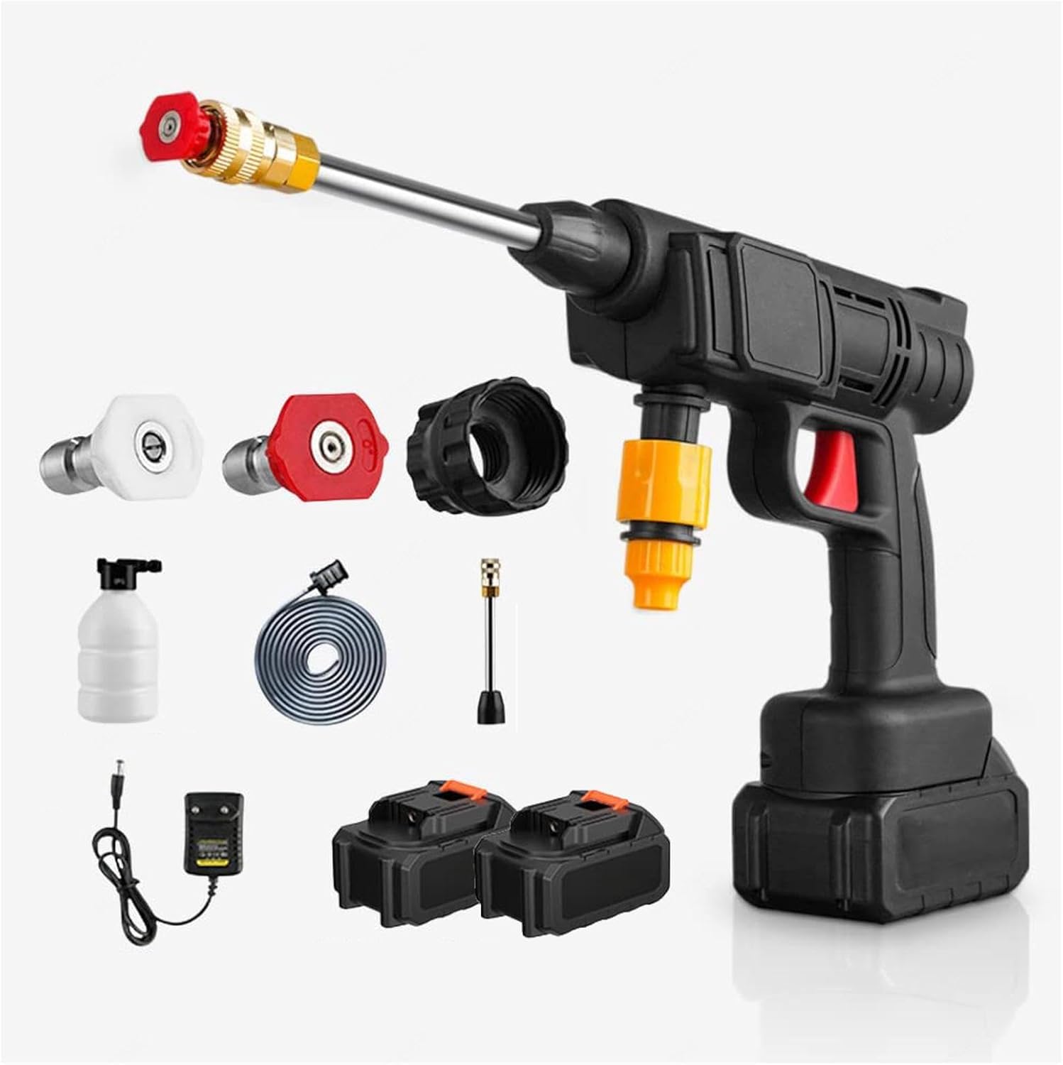 コードレス 充電式 水圧洗浄機, ハイパワー 600W、24v1500mah 高性能バッテリーを 2 個搭載 高圧水洗浄機, 強い水