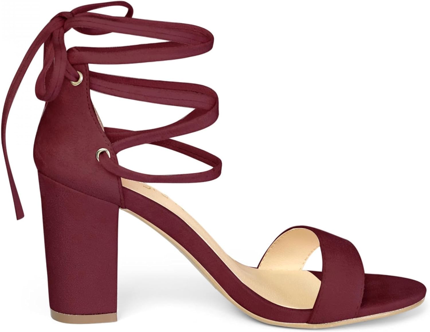 Allegra K Women's Tie Up Heels Burgundy Open Toe Chunky High Heels Sandal 8 M US - Image 7