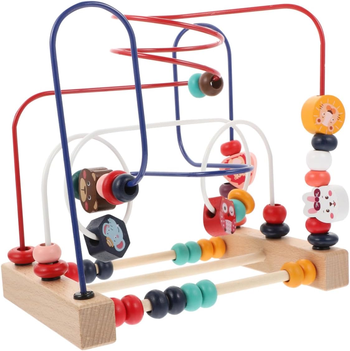 Multifunctional Wooden Bead Maze Educational for Early Learning Animal Shapes Color Matching Cognitive Development Hand-Eye Coordination Training Aid