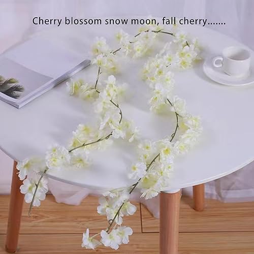 Miniatura 3 de Guirnalda de flores de cerezo, 2 piezas de 70.9 in5.9 pies de seda artificial, enredaderas de flores de Sakura falsas para decoración de habitación