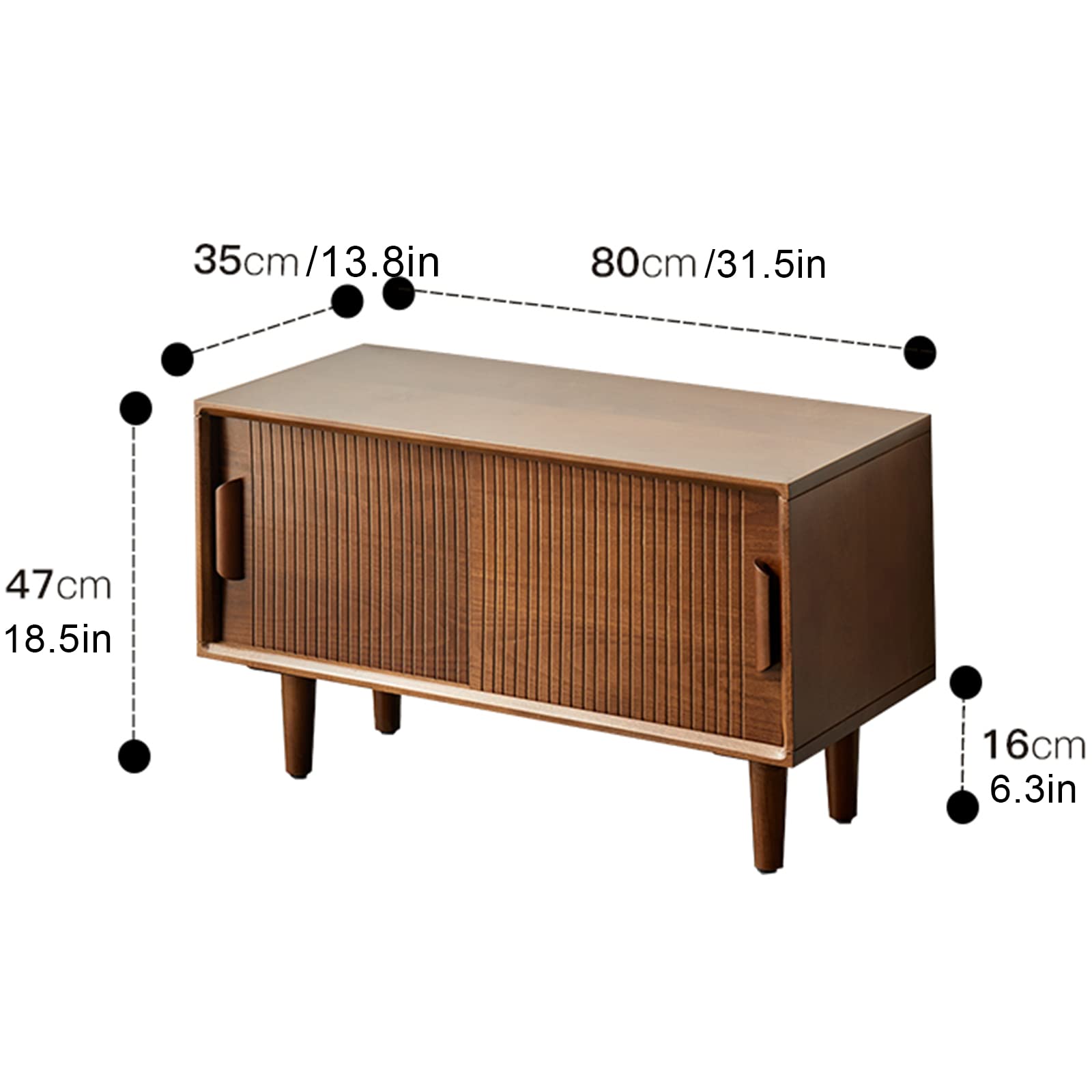 Slish Ławka na buty z drzwiami przesuwnymi, 2-poziomowy stojak do przechowywania, solidna szafka wejściowa do przedpokoju i salonu, stylowy organizer na buty (80 x 35 x 47 cm)