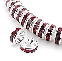 Vista 9 de 100 cuentas sueltas de diamantes de imitación de cristal de grado A de 0.472 pulgadas (cristal transparente), espaciador chapado en plata de ley