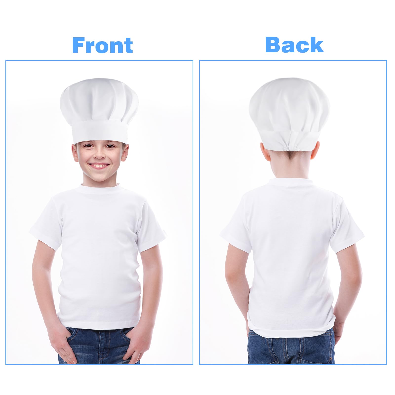 Lot de 2 toques de chef enfants en coton blanc réglables accessoires cuisine