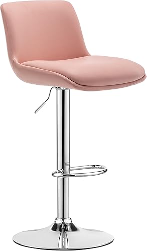 Miniatura 4 de MINCETA Taburetes de bar, moderno taburete giratorio tapizado con respaldo para barra y altura de mostrador, altura ajustable de 24 a 34 pulgadas,