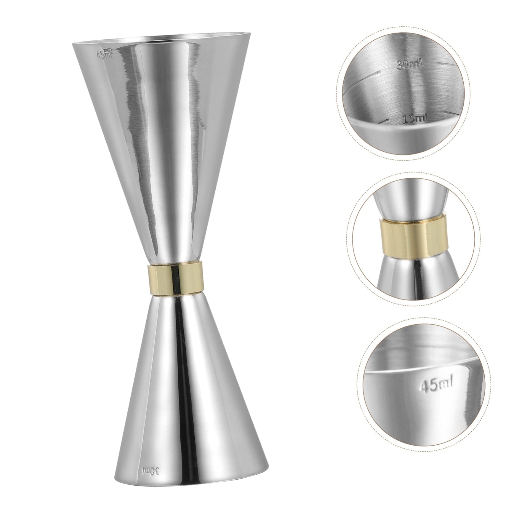 COLLBATH Accurate Measuring Japanese Gold Ring Jigger 30-45ml Silver for Home Bar