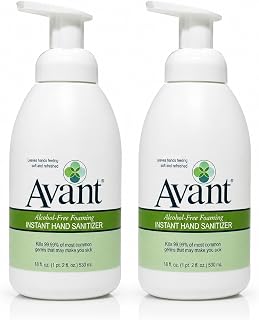Avant® Alcohol Free Foaming Hand Sanitizer, 18 Oz Bottle 2 Pack, Unscented | Fragrance Free Foam, Benzalkonium Chloride Active, Non Aerosol Pump Bottle, Made In USA, For Classroom, Office & Home