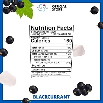Mogu Mogu Blackcurrant Juice Drink with Nata de Coco Bold Fruit Flavor with Chewy Coconut Jelly, 10.8oz Bottles (Pack of 6) Fun-to-Drink, Juicy, and Refreshing Beverage