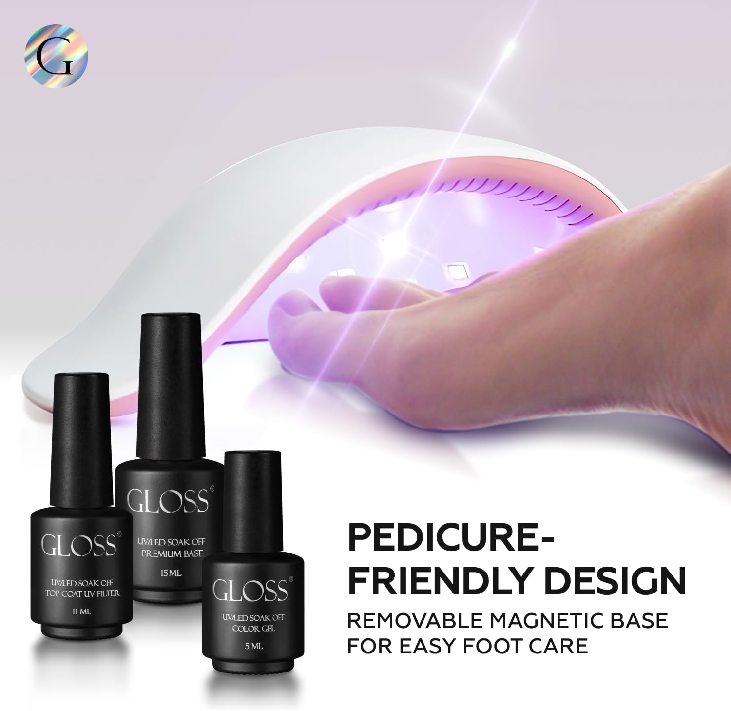 Gloss UV LED Nail Lamp 2 | USB Charging Nail Dryer 46W for Nail Polish, LED Light 23pcs lamp Beads and Automatic Sensor, Professional UV Nail Lamp for Nail Art Tools Accessories