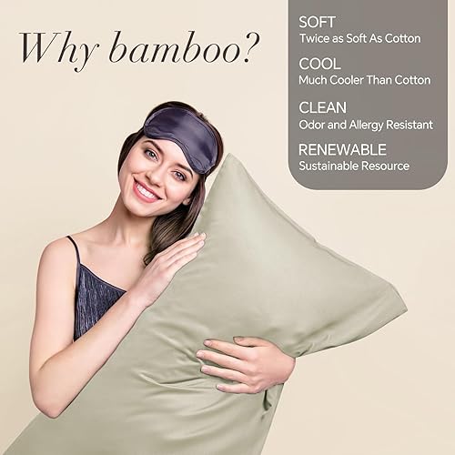 Miniatura 10 de BEDELITE Fundas de almohada refrescantes, rayón derivado del bambú, 2 fundas de almohada tamaño King (gris, 20 x 40 pulgadas)