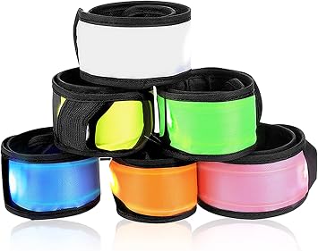 حزمة esonstyle من 6 LED Light Up Band Slap Bracelets حزام الأمان الليلي لركوب الدراجات المشي الجري حفلة التخييم في الهواء الطلق