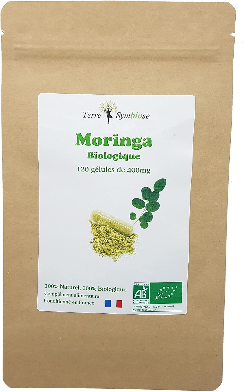 Moringa Organic – 120 capsules of 400mg – Energy