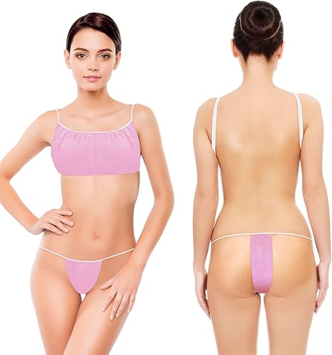 Miniatura 4 de Yahenda 50 piezas de sujetadores y bragas desechables para spa, ropa interior de bikini para mujer
