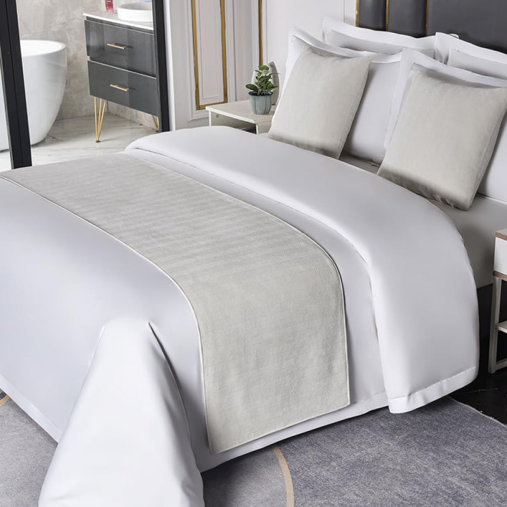 JANMEYO Bed Runner Scarf Bed Runners Hotel Bed End Towel Luxury High-end Bed Towel Comfort Chenille Bedding Protection for Foot of Bed Bedspread Decoration for Home Hotel-White||50x260cm(2m bed)