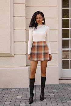 Kate Kasin 2025 Plaid Pencil Skirts for Women High Waisted Casual