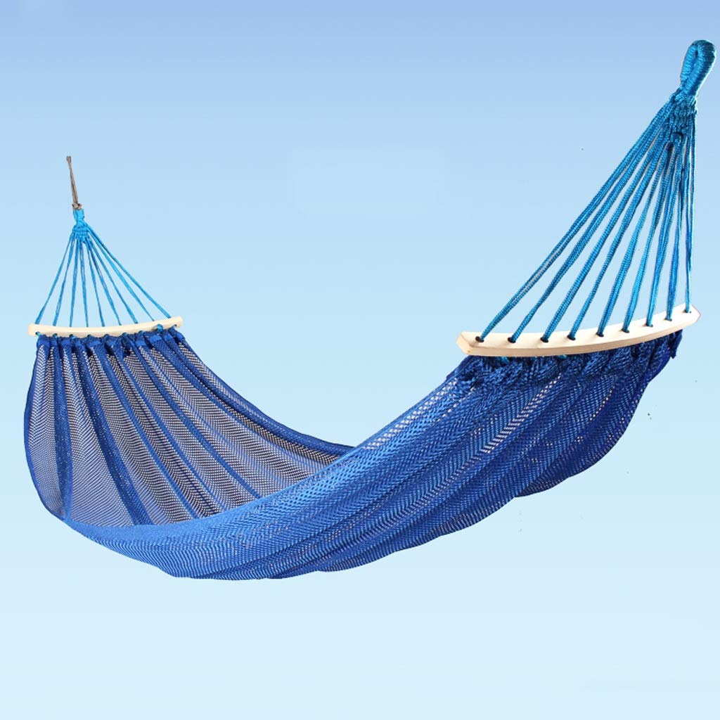 LUCBEI Huśtawka Pojedynczy podwójny hamak outdoorowy Swing Lightweight Ice Mesh Cradle Chair Przenośne krzesło wewnętrzne i zewnętrzne Swing (niebieski) sprzęt do wspinaczki i huśtawki (kolor: A)