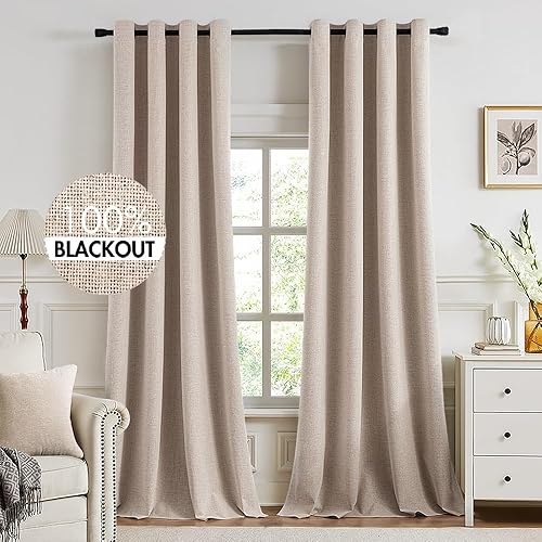 Vista 78 de MIULEE - Cortinas blancas opacas con textura de lino para dormitorio o guardería, con aislamiento térmico, con ojales, para sala y decoración, 52 x