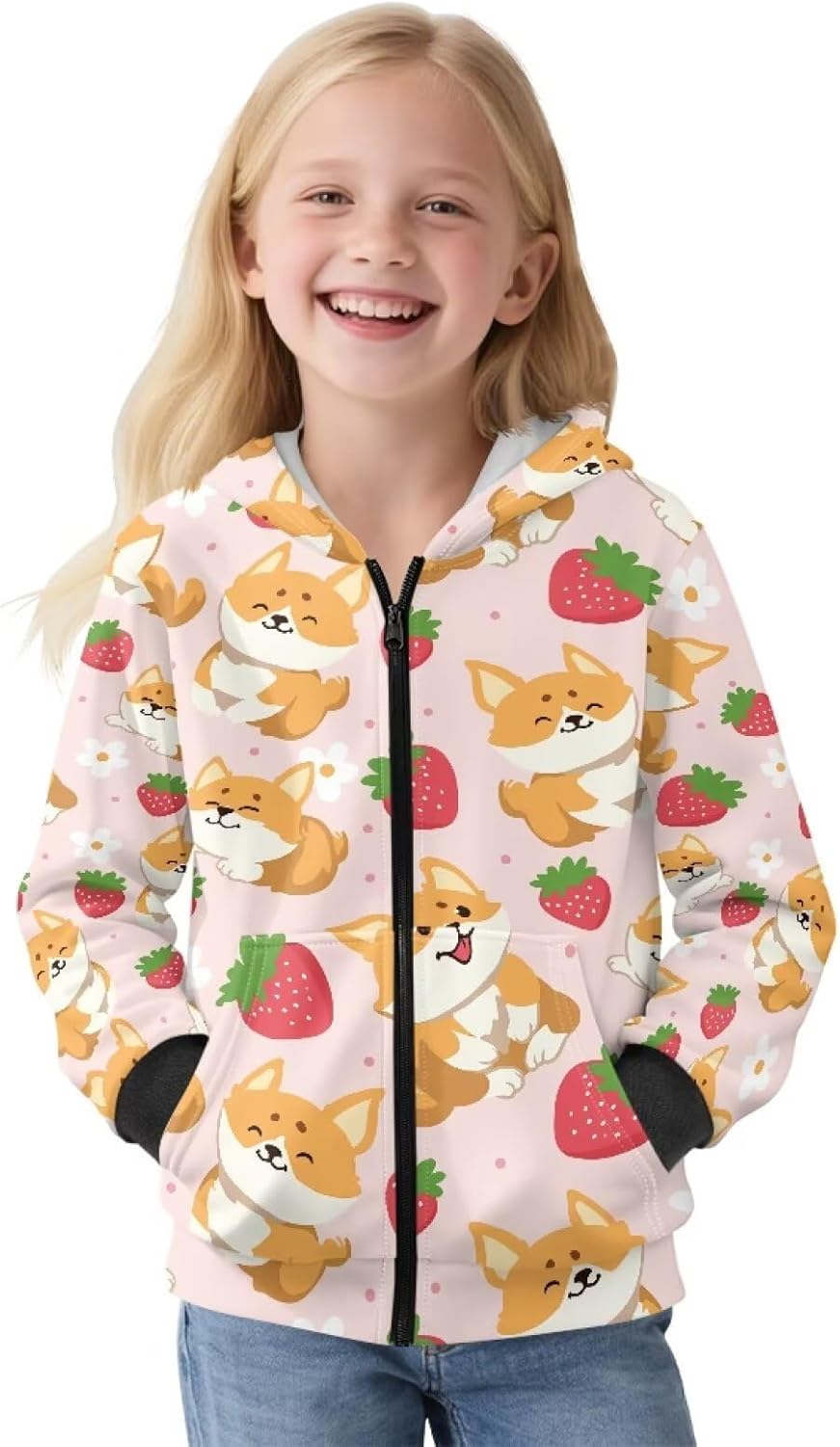 Cute Sweatshirts for Girls Fleece-Lined Full Zip Front Sweatshirt Fall Outfits Winter Clothes for Daily Life