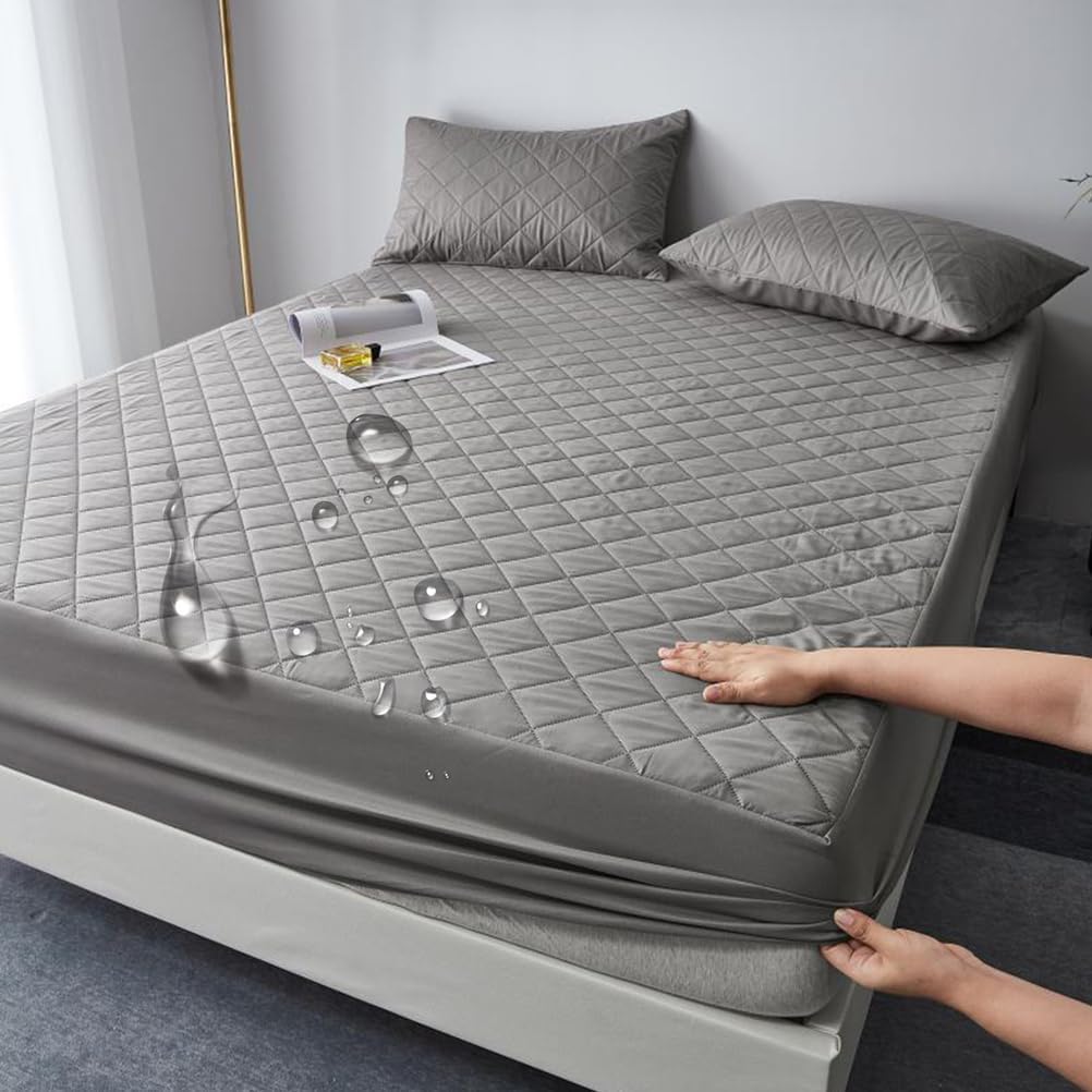 Black,90x190cm,LDLCYCN Waterproof Mattress Protector Queen King Size Dustproof Mattress Pad Cover Fitted Sheet with Deep Pocket of 11In Soft Comfortable Mattress Cover Machine Washable