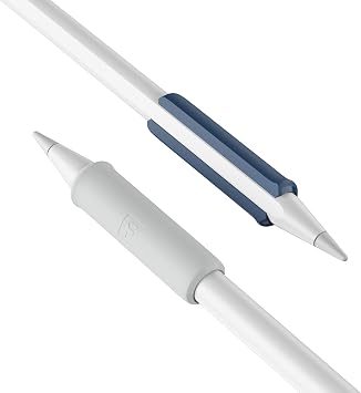 Apple Pencil Grip - Compatible with Apple Pencil Pro and Gen 2 Stylus for Procreate Drawing, Writing - Designed for Magnetic Charging and Double Tap Sensor Frost White, Draft Blue