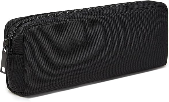 Multi Color Zipper Pencil Pouch Pen Bag Canvas Pencil Case Stationary Bag Black