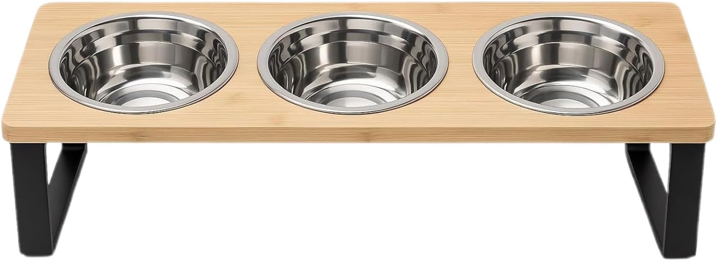 Cat Elevated Food Bowl | 15 Degree Tilted Adjustable Height | Raised Cat Dish | for Pet Kitten Puppy Eating Drinking Feeding Apartment