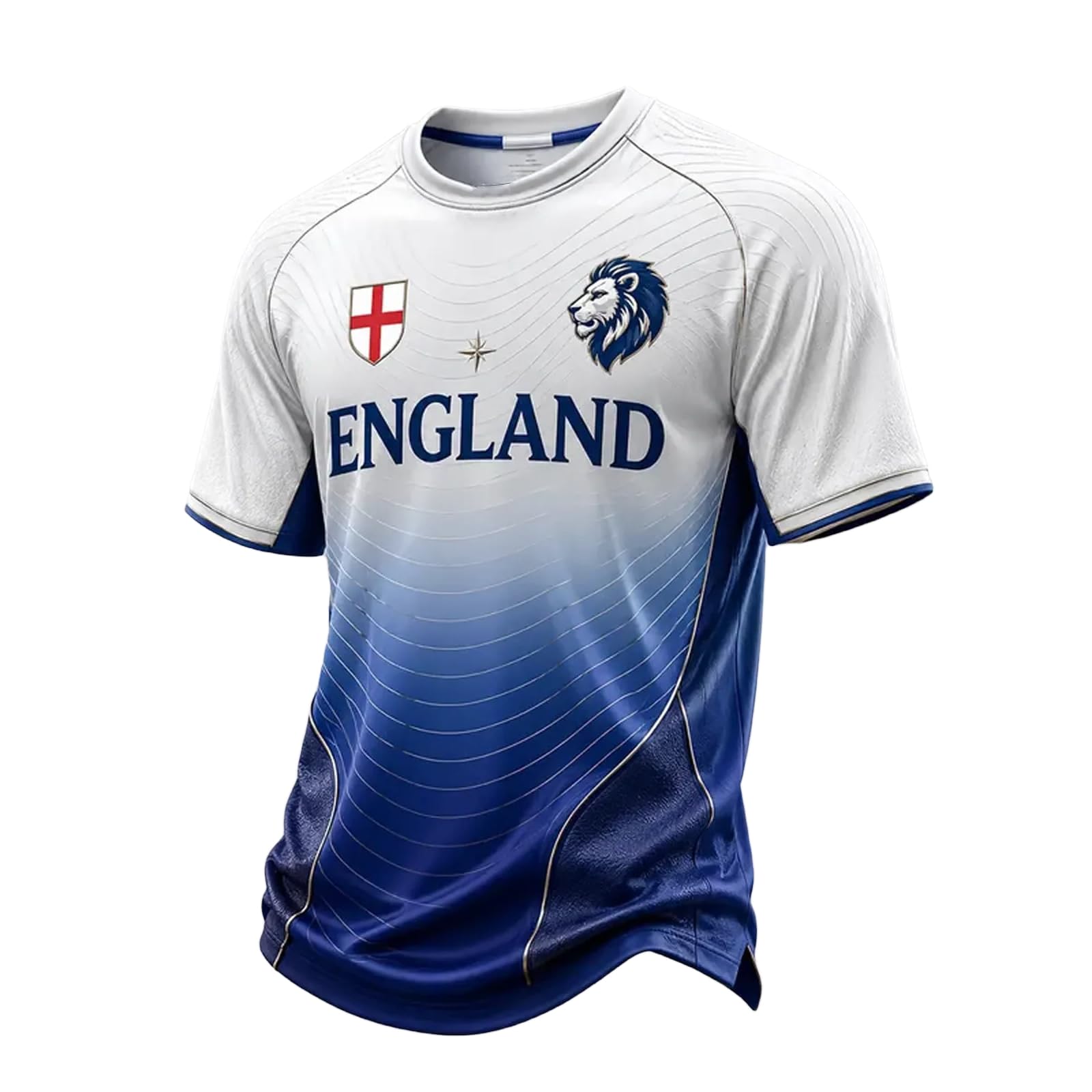 England Football Shirt 2026 Men's Short Sleeve World Cup T-Shirts Union Jack for Supporters of Football Casual Print Athletic Stretch Lightweight Breathable 01-Blue M — image 1