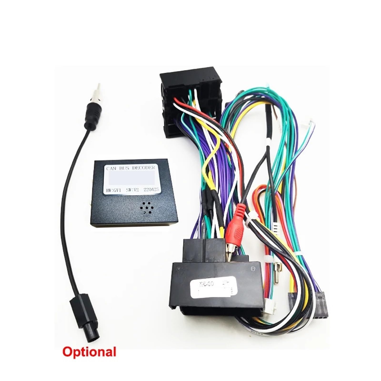 Arnés de cableado con conector Quadlock de 16 pines, decodificador CAN-Bus, accesorios Android for coche, adaptador de cable de 12 V compatible con Mercedes W204 C200(With antenna adapter)