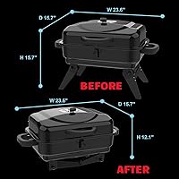 Vista 3 de Portable Charcoal Grill with Warming Rack, Small Tabletop Barbecue Grill, Foldable Legs, Adjustable Vent, Total 343 Sq. In.Cooking Space, Outdoor