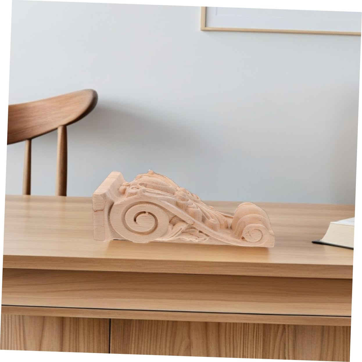 Ménsula de Madera Tallada Estilo Europeo Diseño Clásico Romano Decoración Elegante para Hogar y Puerta Corbels Decorativos sin Pintar