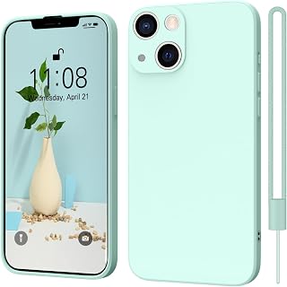 ORDA Funda de silicona para iPhone 13, ultra delgada, de goma de gel suave, para iPhone 13, forro de microfibra antiarañazos, compatible con iPhone 13 de 6.1 pulgadas, color verde menta