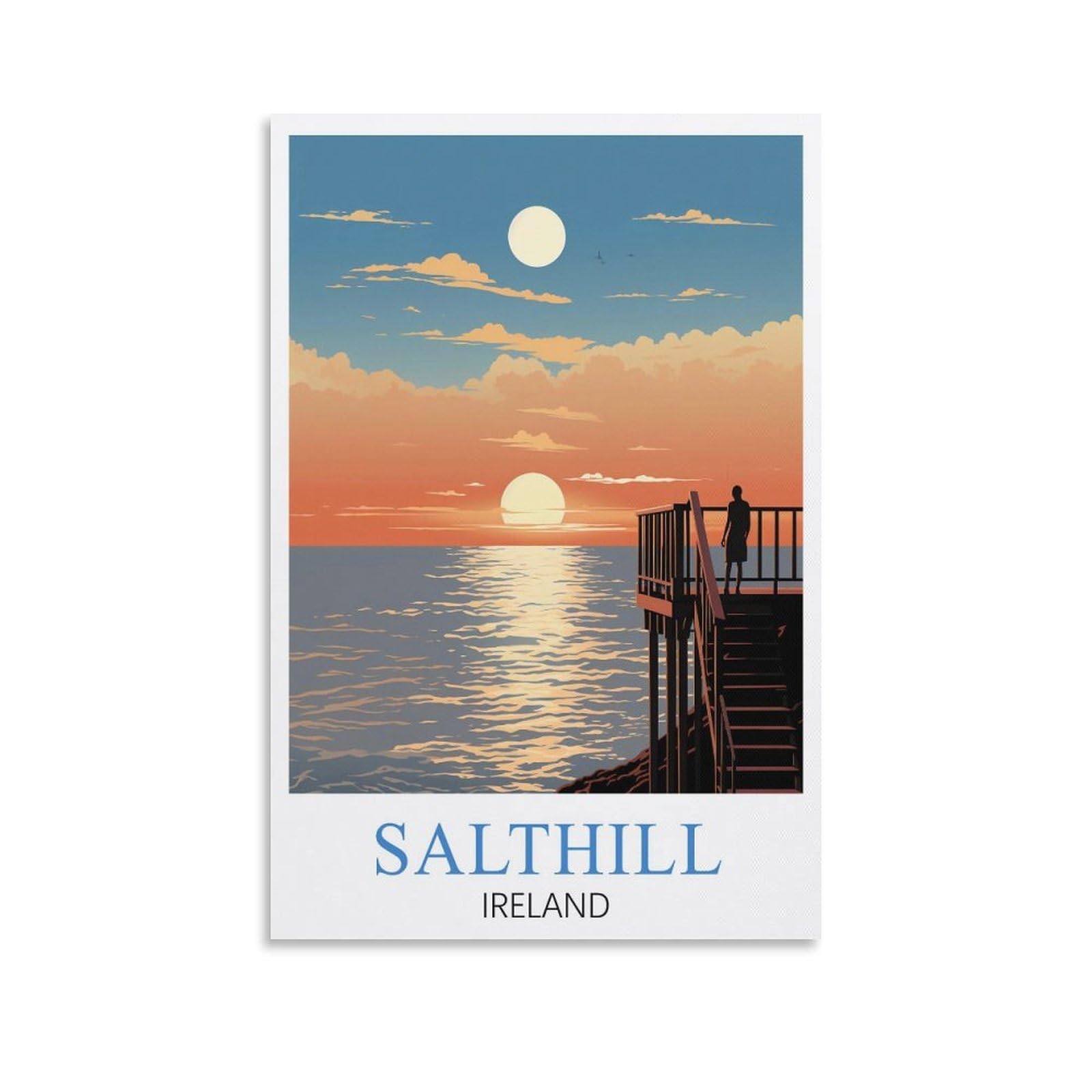EZMLFA DIY Diamond Painting,Salthill Ireland 5D Landscape Diamond Painting Kits for Adult, Gem Art Crystal Art Kits for Adults, for Home Wall 40x50cm