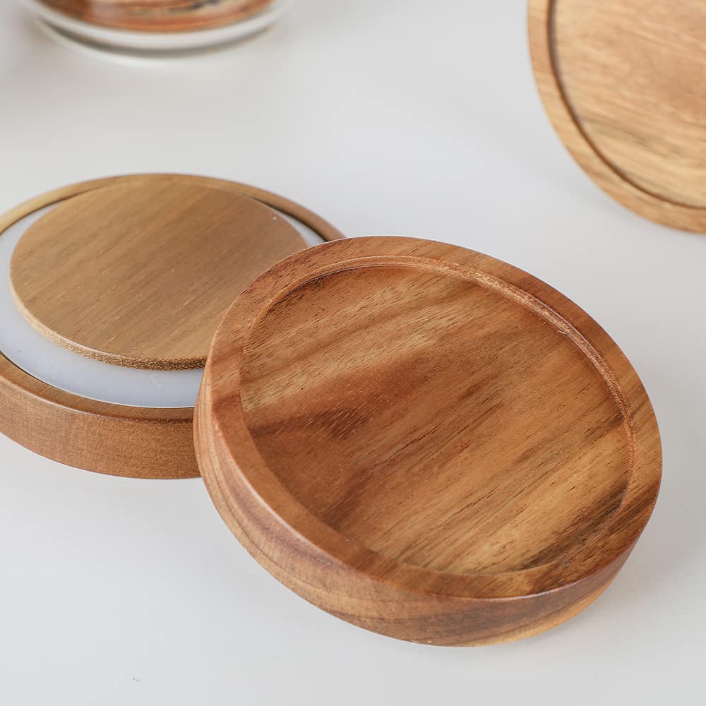 Vorratsdosen aus Glas mit Holzdeckel [5er Set], luftdichte Lebensmittelbehälter stapelbar für Kaffeebohnen| Nüsse| Pasta