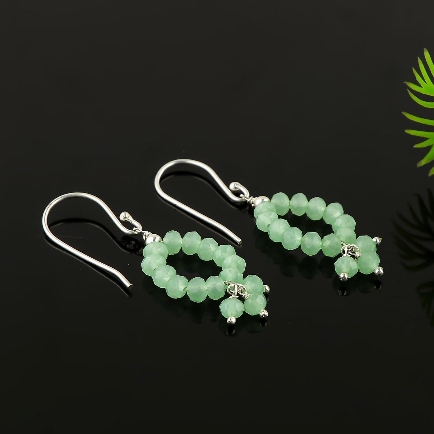 Gemstone Dainty Earrings - AAA Grade Beads Stones, Silver Plated Handmade Hoop Jewelry, Chakra Crystals, Birthday Anniversary Earrings Gift for Women - Image 2