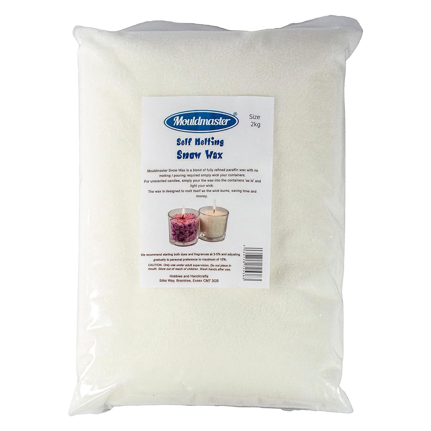 Mouldmaster White Snow Candle Wax Granules Self Melting Wax 2Kg,