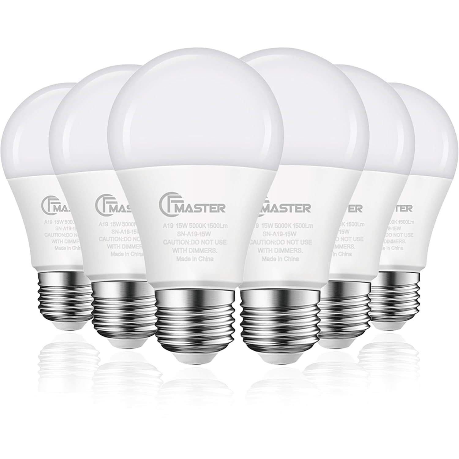 A19 LED Light Bulb 100W Equivalent Light Bulbs 15W 5000K Daylight 1500 Lumens Non-Dimmable LED Bulb E26 Standard