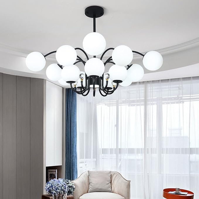 WXHC Thuis Eetkamer Slaapkamer Verlichting, Creatieve Sfeer Magische Kroonluchters, E27 Nordic Warme Kroonluchters, Slaapkamer Woonkamer Lichten-Zwart. 15t