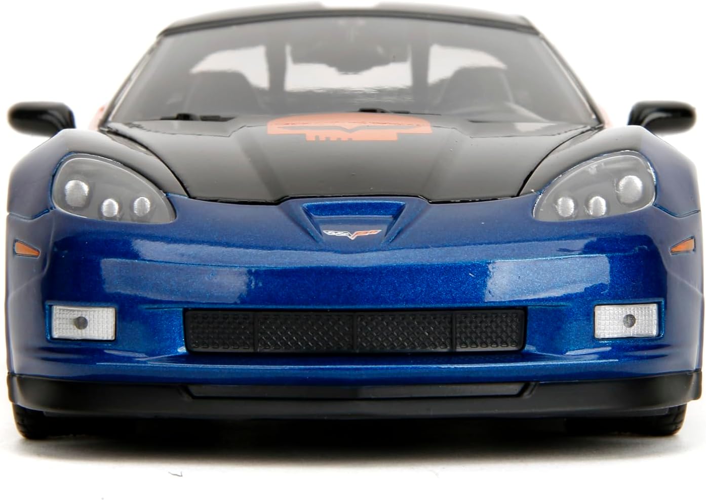 Jada Toys Bigtime Muscle 1:24 2006 Chevy Corvette Z06 Die-cast Car – Opening Doors, Hood, Trunk, Rubber Tires(Metallic Blue/Orange)