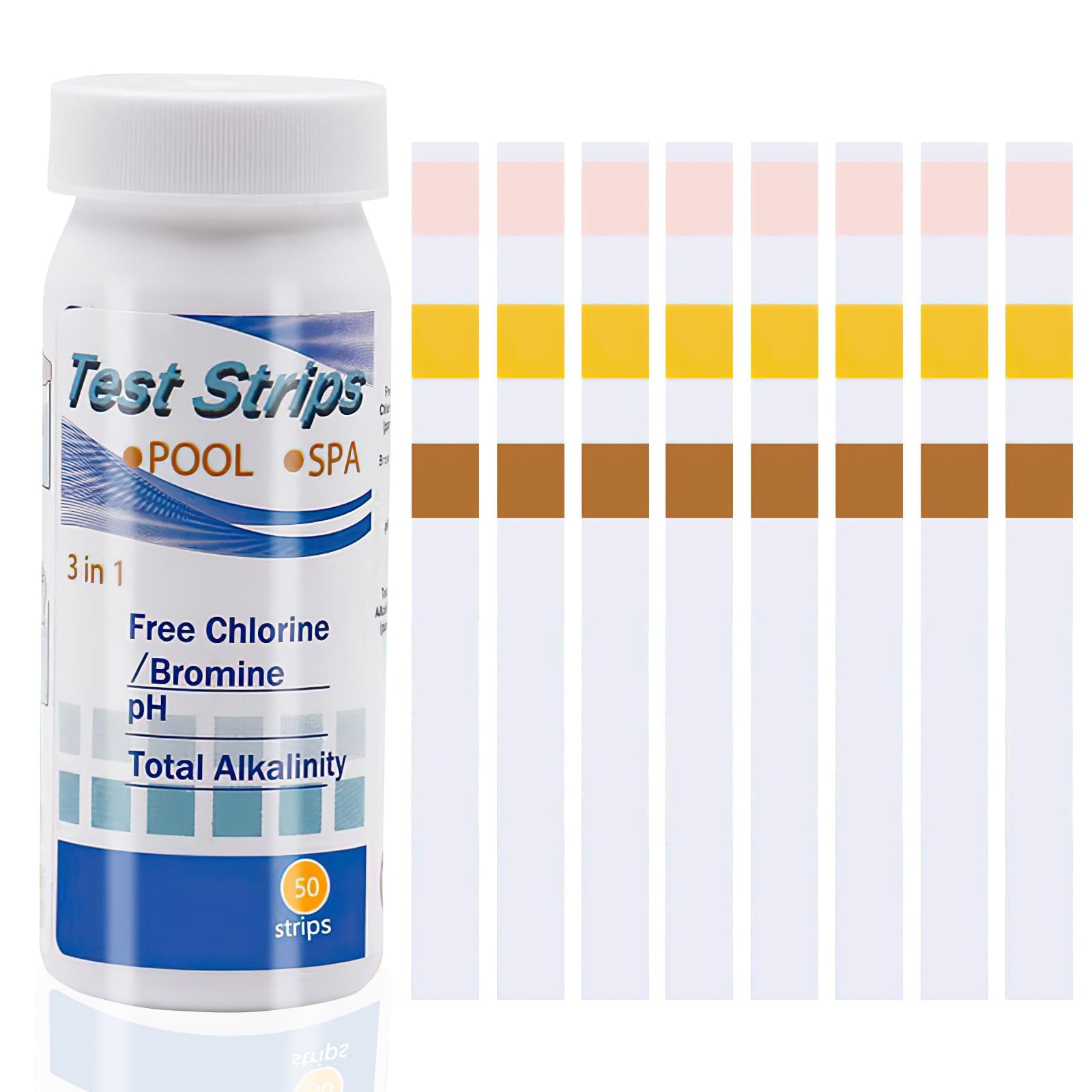 1 Pcs Hot Tub Test Strips, Pool and Spa Test for pH, Accurate 3 In 1 Pool Water Testing Kit, Ph Chlorine Alkaline Hardness Testing Strip, Clearwater Strip Quality Tester Paper, Free Chlorine and Bromi