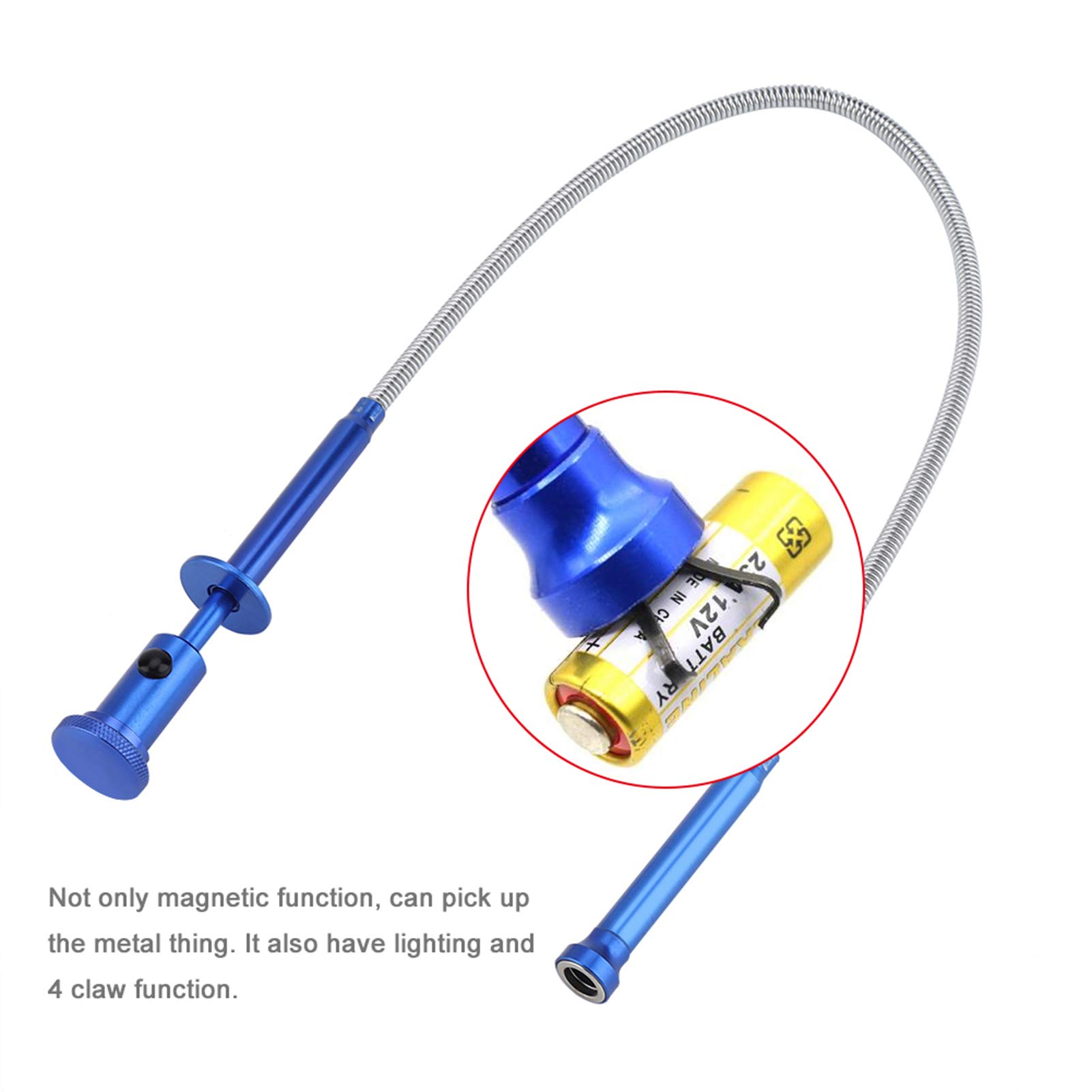 Atyhao Herramienta de Recogida de imán Universal con Eje de aleación Flexible de 4 Garras con iluminación LED