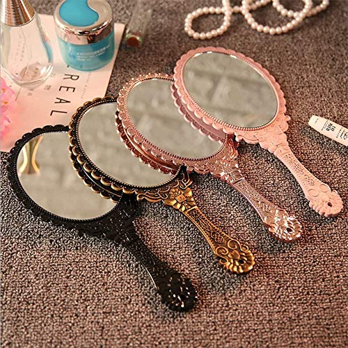 Zaoalife Retro Handspiegel – Geschnitztes Design Mit Perlen, 24,6x10,5 Cm, Für Make-up & Deko