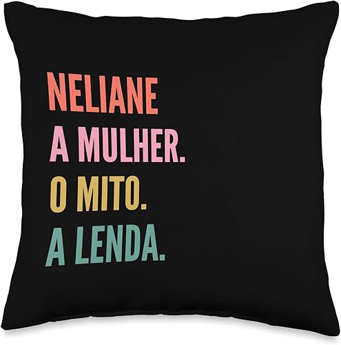 Designs De Nomes Engraçados Para Mulher Funny Portuguese First Name Design-Neliane Throw Pillow 16x16 Multicolor