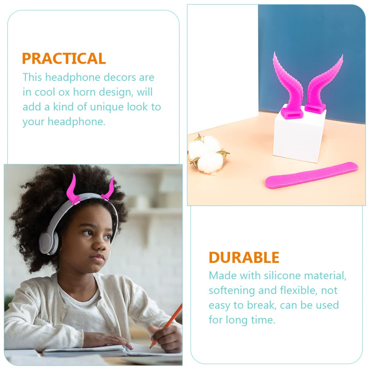 Angoily 5paia Decorazioni Horn Per Cuffie Silicone Accessori Per Headset Creativi e Divertenti Per Gaming e Feste Facili Da Installare e Compatibili Con La Maggior Parte Delle Cuffie Neon