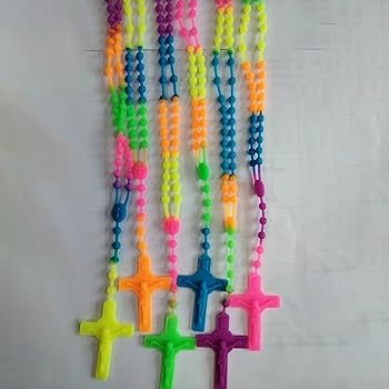 Set 36 Perline Rosario In Legno Con Croce - 84mm, Con Cordino Elastico, Per Creazione Gioielli - Foto 7